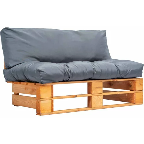  sofa od paleta od borovine sa sivim jastucima