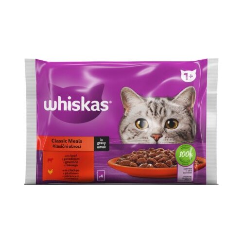 Whiskas 1+ klasični goveji/pi&scaron;čančji izbor 4 x 85 g Cene