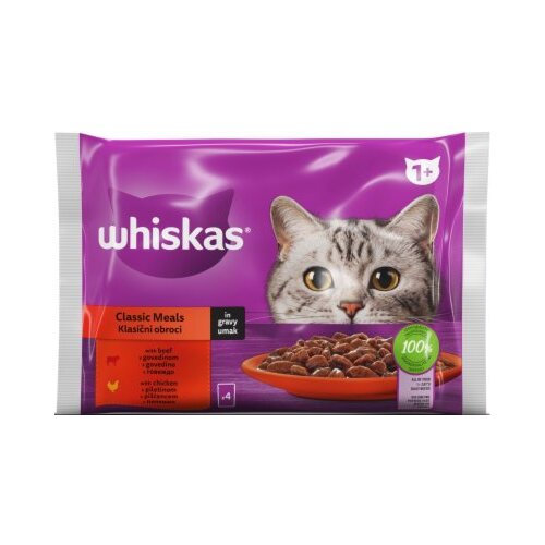 Whiskas 1+ klasični izbor govedina/piletina 4 x 85 g Cene
