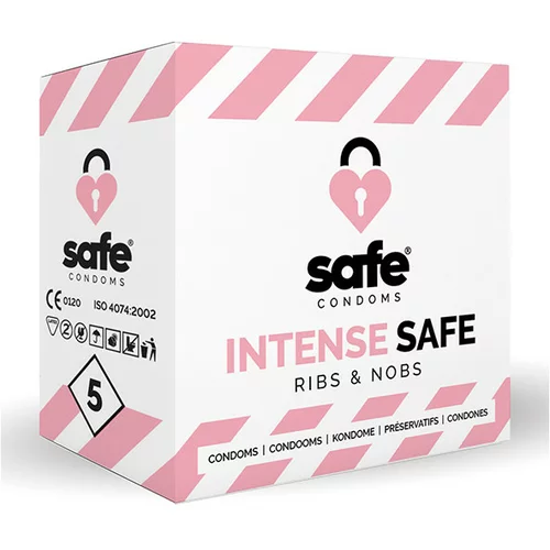 SAFE Intense - kondomi s rebrastim točkama (5 kom.)