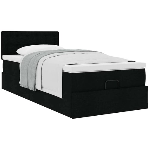 VidaXL otomanski okvir kreveta s madraca crni 80x200cm od tkanine Slike