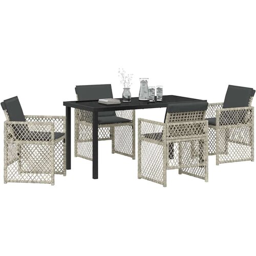 vidaXL 5-dijelni vrtni blagovaonski set s jastučićima svijetlosivi poly rattan Cijene