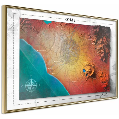  Poster - Raised Relief Map: Rome 30x20