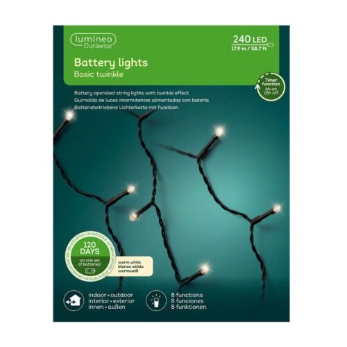 Led novogodišnje lampice baterija 8 funkcija topla bela L1790cm Lumineo 497251 Led novogodišnje lampice baterija 8 funkcija topla bela L17 Slike