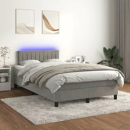  Box spring postelja z vzmetnico LED svetlo siva 120x200cm žamet, (20790703)