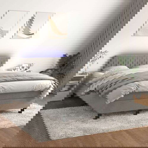  Box spring s madracem LED svjetlosivi 120x200 cm baršun Cijene