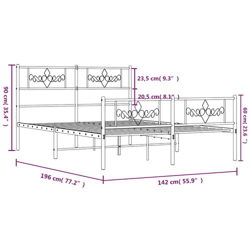  Metalni okvir kreveta uzglavlje i podnožje bijeli 135 x 190 cm Slike