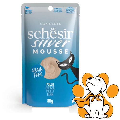 Schesir silver Chicken In Mousse 80g, Vlažna Hrana Za Starije Mačke Sa Piletinom Slike