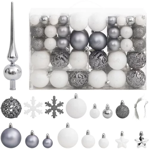 vidaXL Komplet božičnih bučk 111 kosov bele in sive polistiren