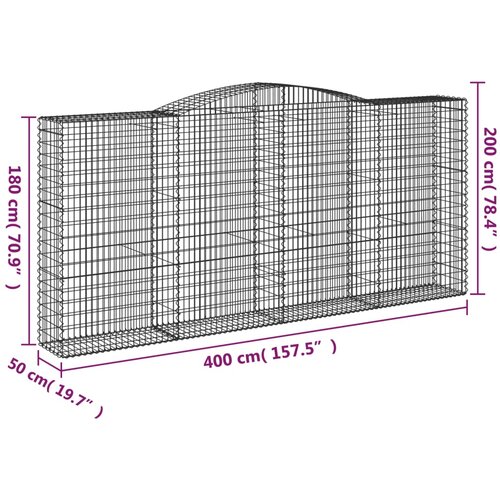  Lučne gabionske ko&amp;scaron;are 4 kom 400x50x180/200cm pocinčano željezo Slike