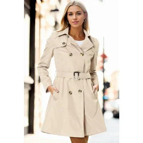 Dewberry Z6642 WOMEN'S TRENCH COAT-BEIGE-2