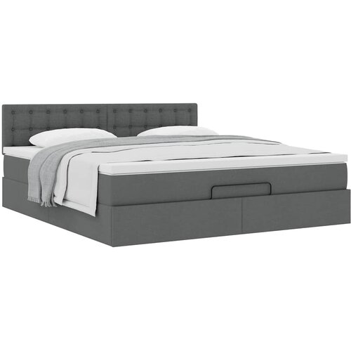  Otomanski krevet s madracem tamnosivi 160x200cm od tkanine Slike