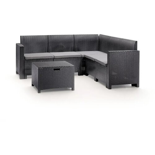 Bica Ugaona ba&amp;scaron;tenska garnitura Nebraska Lounge sa box stolom PE ratan grafit 9075.4 Slike