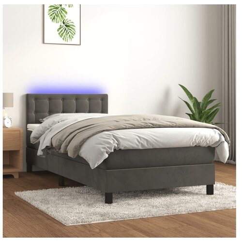  Box spring s madracem LED tamnosivi 90x200 cm baršun Cene