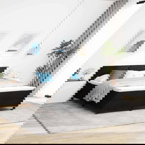 vidaXL Krevet na opruge s madracem Crni 140x200 cm Tkanina Cijene