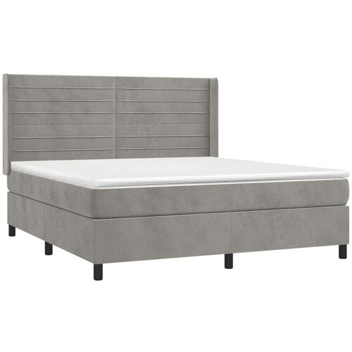  Krevet box spring s madracem LED svjetlosivi 160x200 cm bar&amp;scaron;un Slike