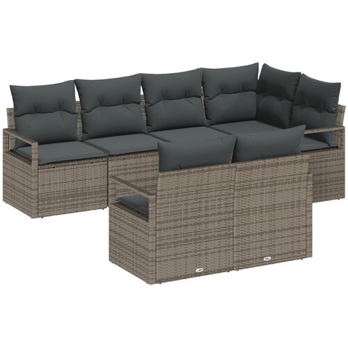 vidaXL 7-delni set vrtnarskih kavčev z blazinami Siva Poly Rattan, 2-sedežni vrtnarski kavč z blazinami Siva Poly Rattan Cene