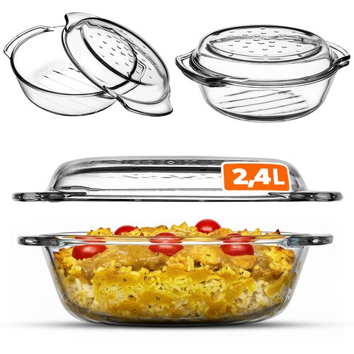KADAX Majhen ognjevarni pekač s pokrovom 2,4 l okrogel steklen, (5000354187) Cene