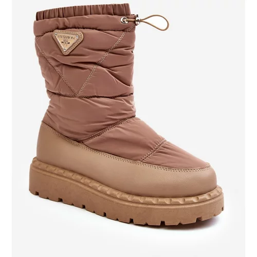 Kesi Women's snow boots with thick soles, dark beige Luretto