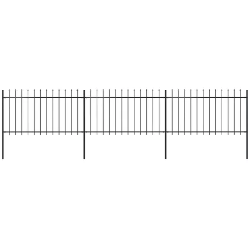 vidaXL Vrtna ograja s koničastimi vrhovi jeklo 5,1x1 m črna