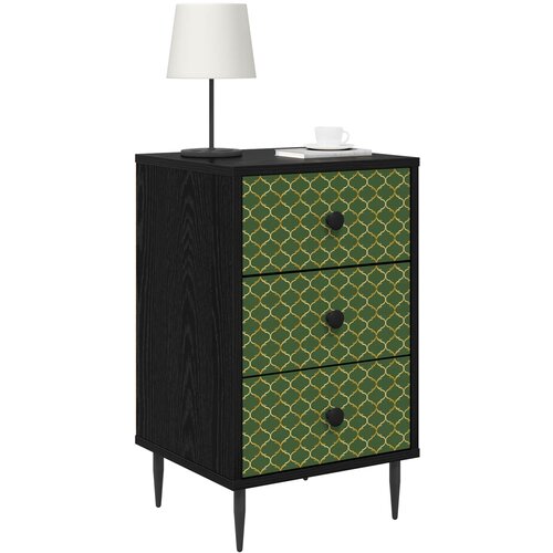  Noćni ormar GELEEN Crni hrast 36 x 33 x 61 cm Konstruirano drvo Slike