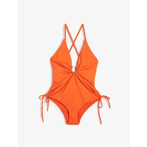 Koton strappy swimsuit v neck gathered sides metal accessories Slike