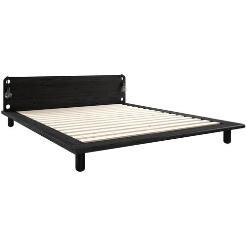 Karup Design crni bračni krevet od punog drveta sa lampama Peek, 160 x 200 cm Slike