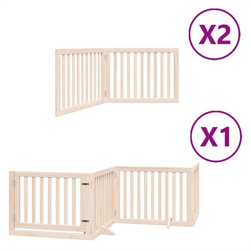  Vrata za pse s vrata&amp;scaron;cima 8 panela sklopiva 640 cm drvo topole Smeđa 80 x 60 x 2 cm Slike