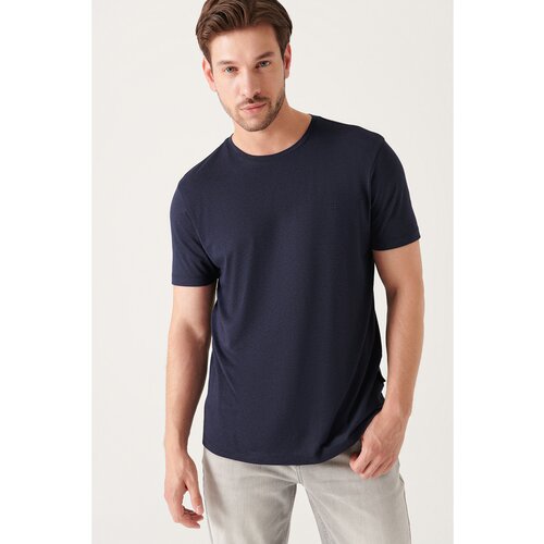 Avva Men's Navy Blue Ultrasoft Crew Neck Cotton Slim Fit Slim Fit T-shirt Cene