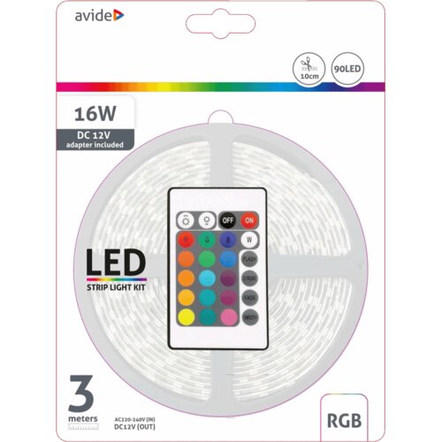 Avide LED traka sa daljinskim upravljačem, RGB, 7.2W, 12V, 3 met. &amp;ndash; ABLSBL12V5050-30RGB Slike