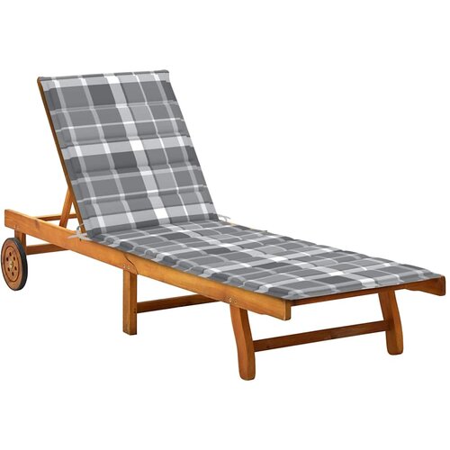  Vrtna ležaljka za sunčanje s jastukom masivno bagremovo drvo Siva 200 x 63 x 85 cm Slike
