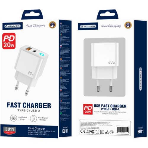 Jellico EU11 20W PD 1XUSB-C 1XUSB QC3.0 STENSKI POLNILEC ZA TELEFON, (5000337817) Cene
