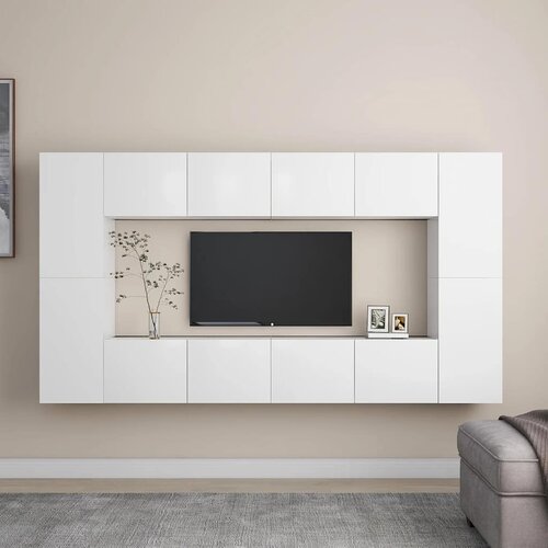  8-dijelni set TV ormarića bijeli od konstruiranog drva Cijene