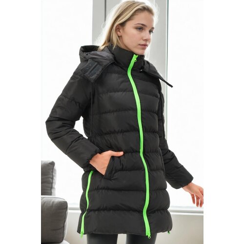 Dewberry Z6770 WOMEN&amp;#039;S COAT-BLACK-GREEN-2 Slike