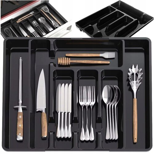  organizator pribora za jelo za kuhinjsku ladicu do 44 cm crni Cijene