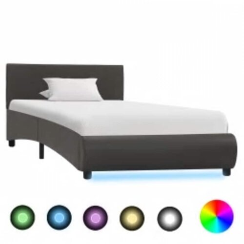  Okvir za krevet od umjetne kože s LED svjetlom sivi 100x200 cm Cijene