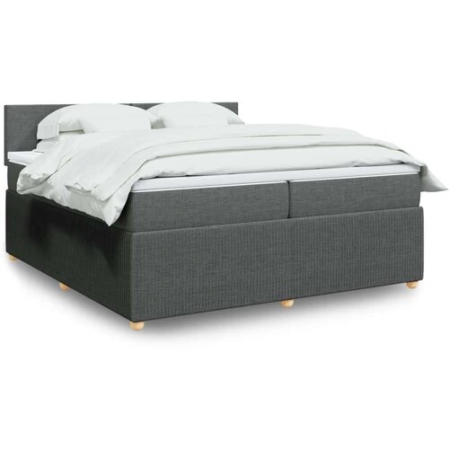 vidaXL Box spring postelja z vzmetnico temno siva 200x200 cm blago Cene