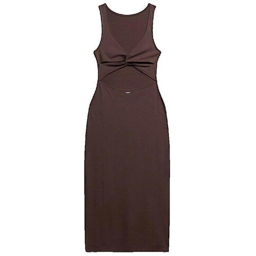 Superdry Dolge obleke Robe Midi Sans Manches Twist Back Kostanjeva Cene