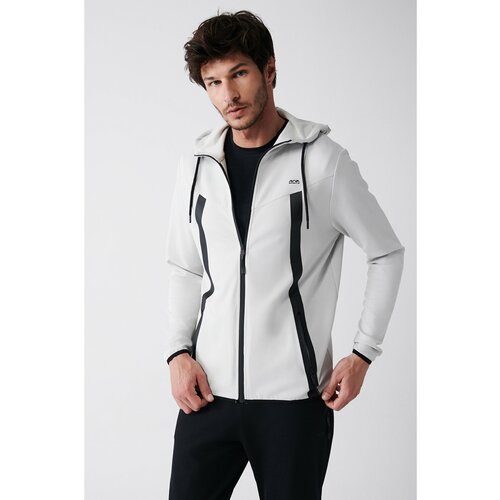 Avva Men's Gray Interlock Fabric Hooded Collar Zipper Printed Standard Fit Regular Fit Sweatshirt Slike