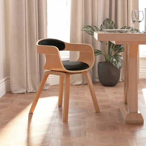  Jedilni stol črn ukrivljen les in umetno usnje, (20812336)