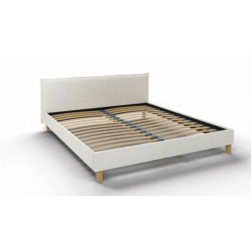 Ropez Kremno bela oblazinjena zakonska postelja z letvenim dnom 180x200 cm Tina – Ropez