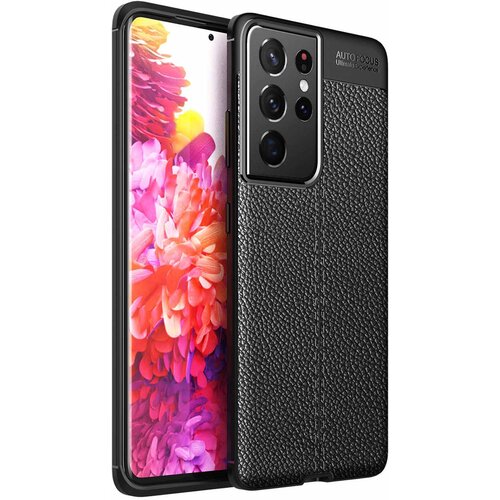 Cadorabo Case, združljiv s Samsungom v Deep Black - za&amp;scaron;čitni pokrov iz silikona TPU z plemenito imitacijsko usnjeno uporabo, (20587345) Slike