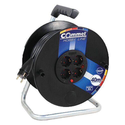 Commel Produžni kabl sa motalicom HOBBY LINE H05RR-F 3G2.5 - C0981 Plastična motalica crna. 4 utičnice Slike