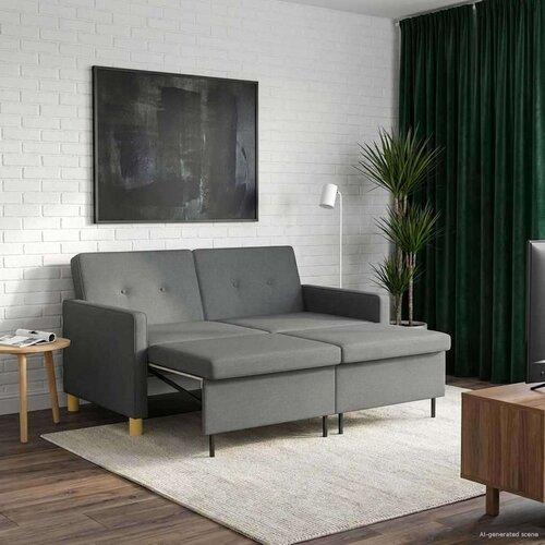  Krevet-sofa na razvlačenje Tamnosiva Tkanina - Tamnosiva Cijene