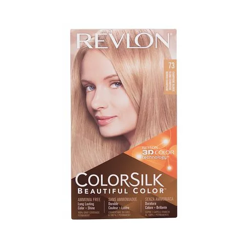 Revlon Colorsilk Beautiful Color nijansa 73 Champagne Blonde darovni set boja za kosu Colorsilk Beautiful Color 59,1 ml + razvijač boje 59,1 ml + regenerator 11,8 ml + rukavice