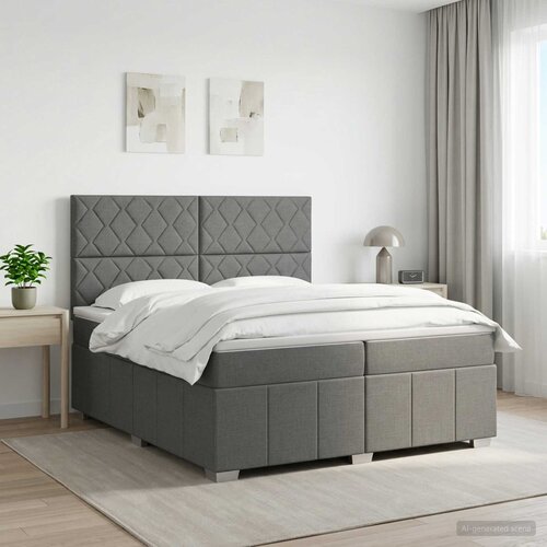  Boxspring krevet s madracem Tamnosiva 200 x 200 cm Tkanina Cijene