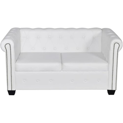 Maison Chic Chesterfield kavč - Sofa - Kanape dvosed umetno usnje bele barve, (21727095) Cene
