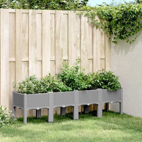 vidaXL Vrtna sadilica s nogama svjetlosiva 160 x 40 x 42 cm PP Cene