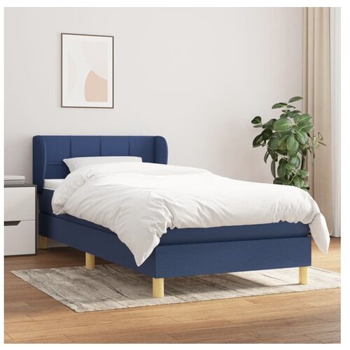 VidaXL Box spring postelja z vzmetnico modra 90x190 cm blago Slike