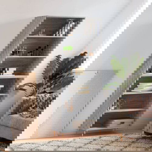 The Living Store Visoka komoda siva sonoma 69,5x32,5x180 cm inženirski les - Visoka Omarica, (21430306) Slike